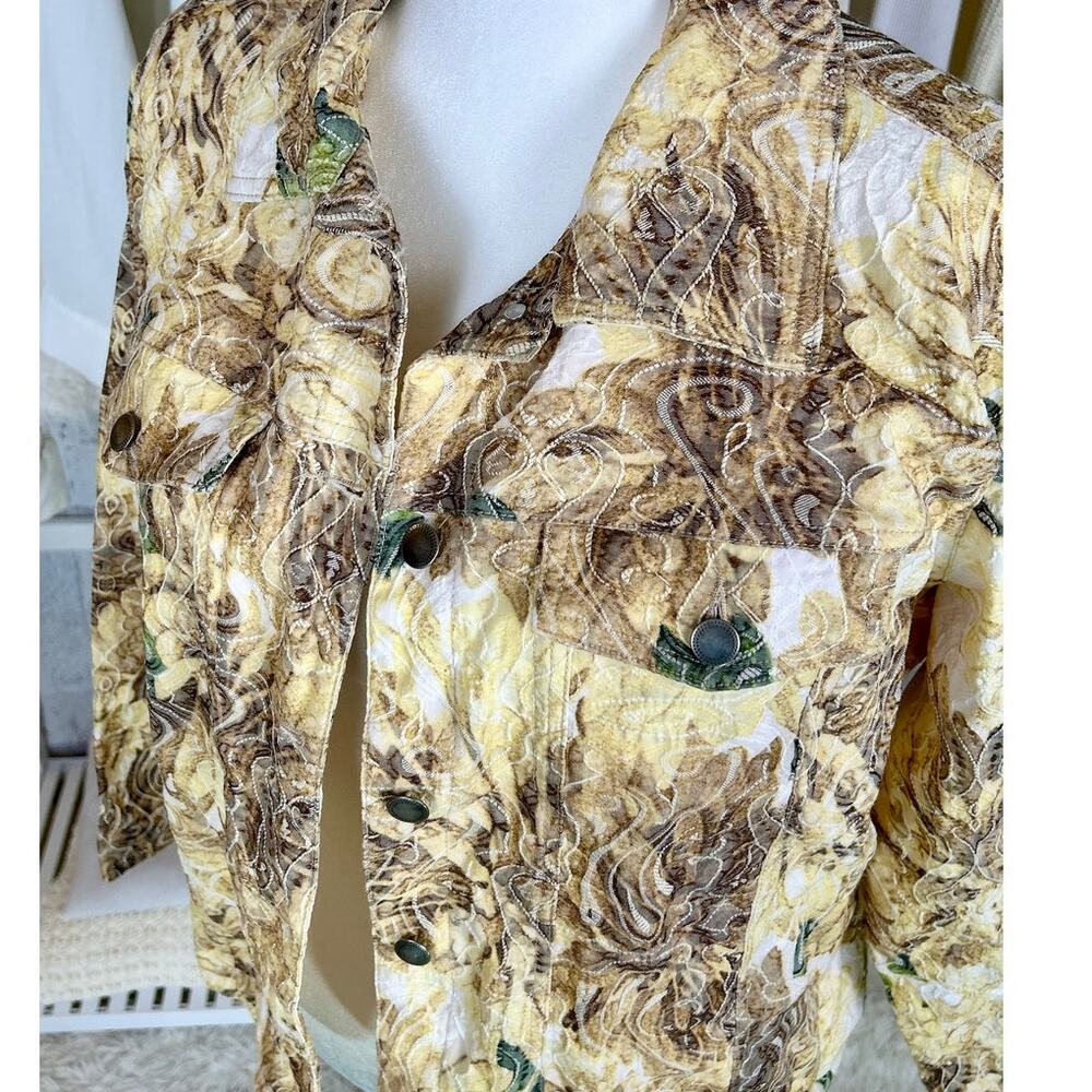 Analogies Plus Women's Size 1X Denim Style Cream Floral Embroidered Jacket #0462 - Picture 5 of 11